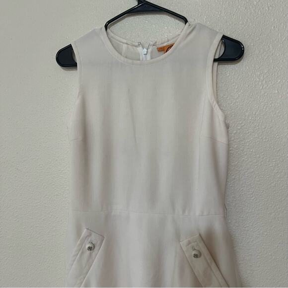 Tory Burch off white wool sheath sleeveless dress 4 - Picture 3 of 8